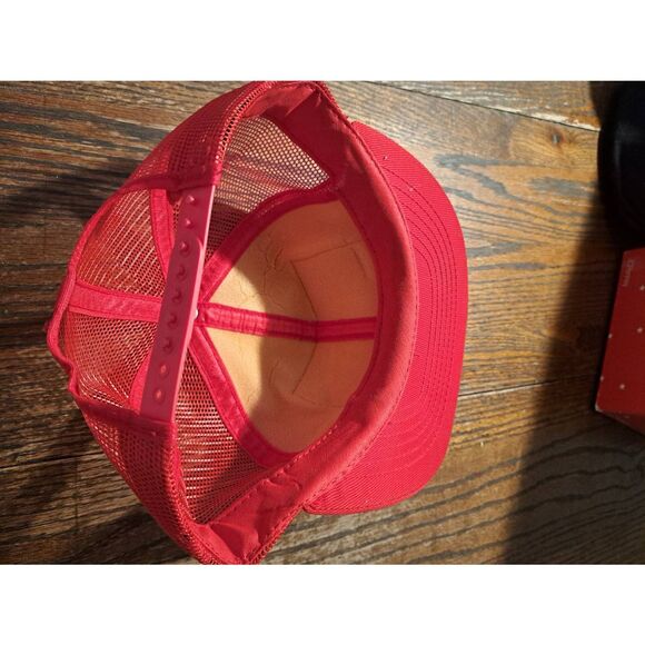 Vintage Red Man Chewing Tobacco Swingster Trucker Hat White Red Green Adjustable - Picture 5 of 6